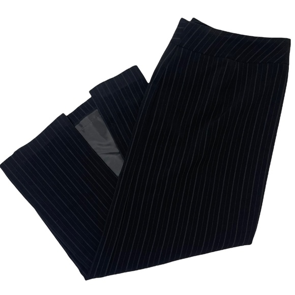 Classic Pinstripe Black Long Pencil Skirt - Picture 2 of 6